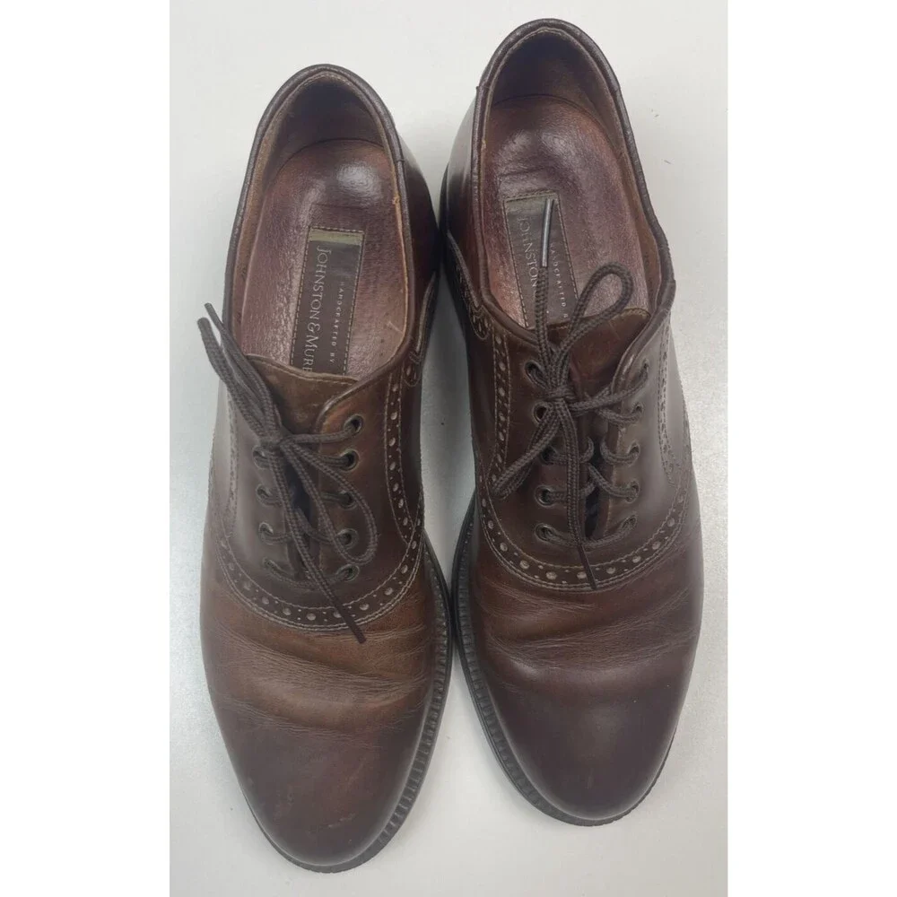 Johnston & Murphy Brown Leather Saddle Oxfords Size 10M #20-3806 Made in Italy